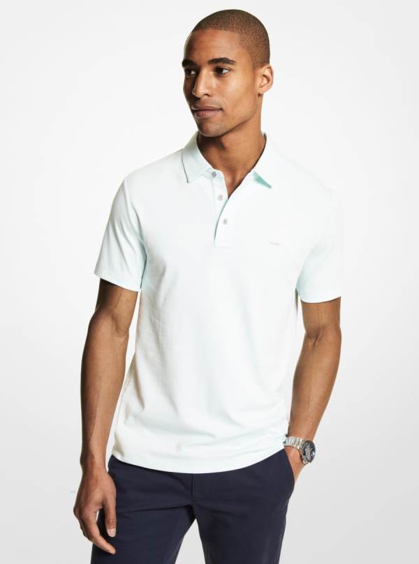 Panske Polokosele Michael Kors Embroidered Logo Cotton Biele Svetlo Zelene - Oblecenie Michael Kors Lacne | SOTEZ-1864